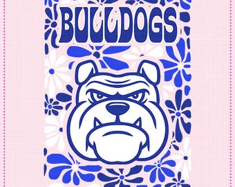 Bulldogs Mascot: Groovy Retro Floral Design (PNG Digital Download)