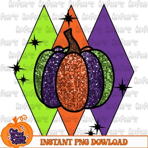 Glitter Pumpkin Digital Design, Instant Download, PNG, Sublimation/DTF, Faux Glitter/Sequin, Halloween Shirt, Halloween Design