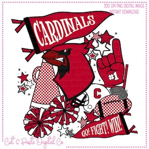 Cardinals Mascot PNG: School Spirit Graphic (Digital Download)