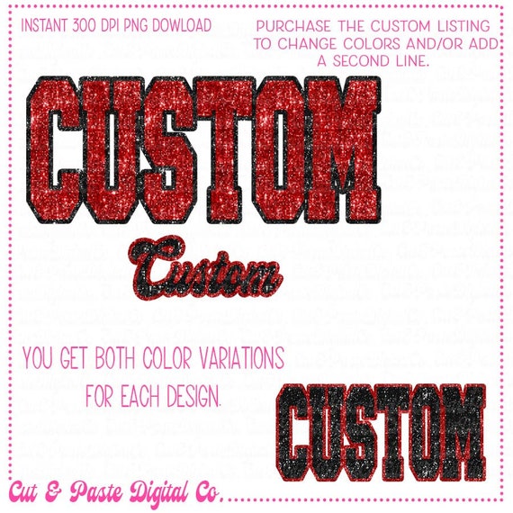CUSTOM Varsity Word Design: Faux Sequin (PNG Digital Download)