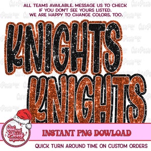 Knights Mascot Faux Block Script: School and Sports Team PNG (Digital Download)