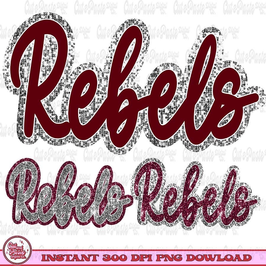 Rebels Script Logo Rebels Mascot PNG - Faux Sequin Script Digital Design - Etsy
