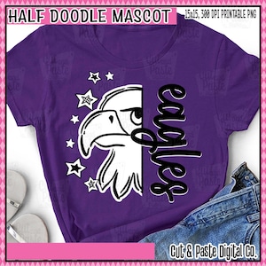 EAGLES, Doodle Mascot, School Spirit Design, Teacher/School/Mascot/Sports Downloadable/Printable PNG/DTF/Sublimation