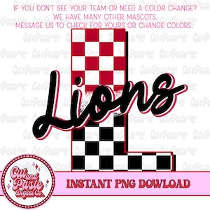 Mascotte dei leoni retrò: design a scacchiera (download digitale PNG)