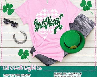 Custom Checkerboard Shamrock PNG – St. Patrick's Day Mascot Design (Digital Download)