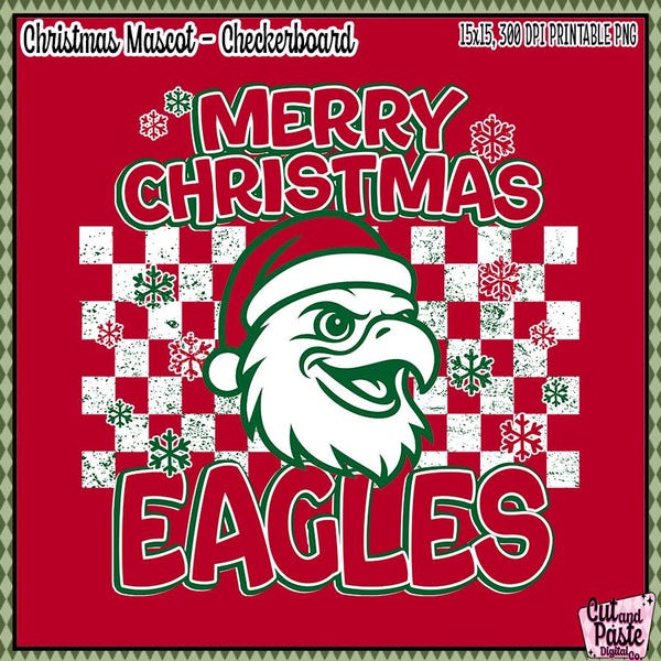 Eagle Mascot PNG: Christmas Theme - Red White Checkerboard