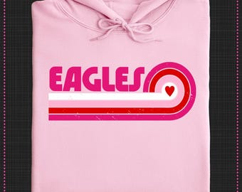 EAGLES Schule Maskottchen Valentinstag Design: Retro Regenbogen (Digitale PNG Datei)