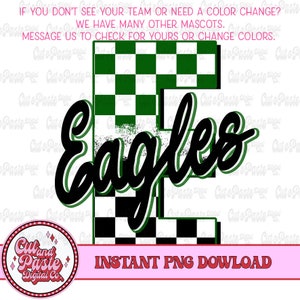 Retro, Mascot, Schachbrett, Lehrer, Schule, Maskottchen, Digital Design png , Printable, Sublimation, Team, Spirit, DTF, EAGLES GRÜN