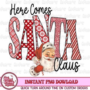 Vintage Santa Claus PNG: Retro Christmas Shirt Design (Digital Download)