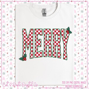 Christmas, Instant Download, PNG, DTF, Red, Green, Vintage, Shirt Design, Digital, Retro, Merry, Holly Checkerboard