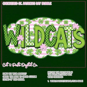 WILDCATS School Mascot St. Patrick's Day Checkerboard Bubble: PNG Digital Download image 4