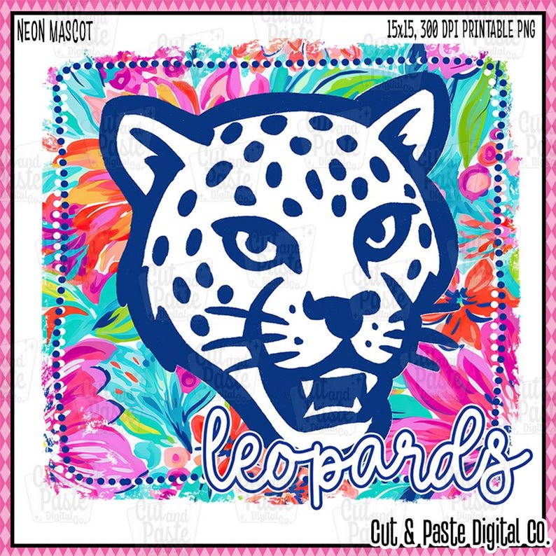 Leopard Mascot PNG: Neon Flowers School Spirit (digital Download) - Etsy