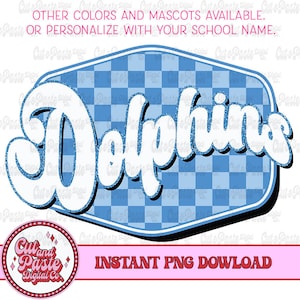 DOLPHINS Retro Checkerboard Sign, Teacher/School/Spirit Digital Design, PNG File, Sublimation/DTF Design, Mascot/Sports Team