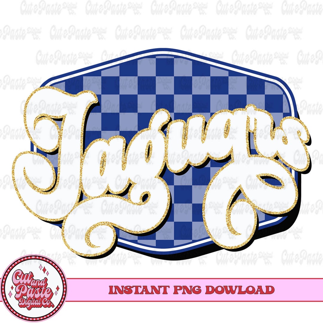 Retro Mascot Checkerboard Sign Jaguars Teacher School Mascot Digital ...