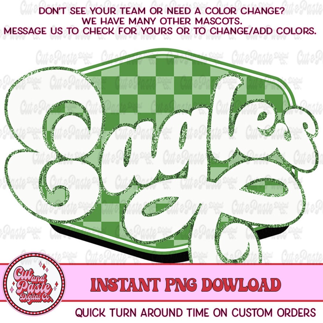 Retro Mascot Checkerboard Sign Eagles Green Teacher School Mascot ...