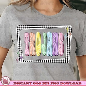 Trojans Mascot Design: Retro Pastel Checkerboard Style