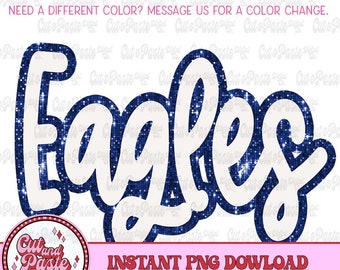 Mascot, Teacher, School, Digital Design, Instant Download,  PNG, Sublimation, DTF, Sports Teams, Sequins, Glitter, Blue, EAGLES