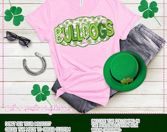 BULLDOGS School Mascot St. Patrick's Day Checkerboard Bubble: PNG Digital Download