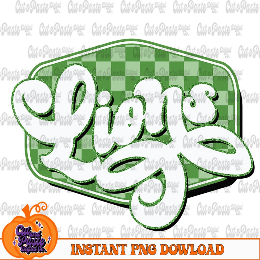 Retro Mascot Checkerboard Sign Lions Green Teacher School Mascot ...