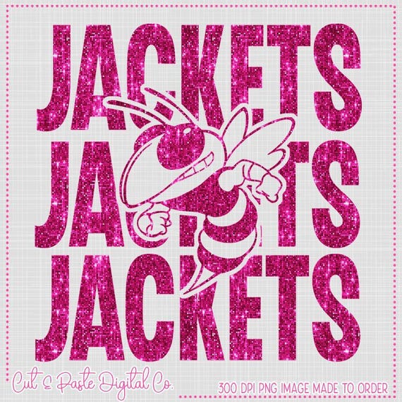 Jackets Faux Glitter and Matte, Stacked School Mascot PNG: Breast Cancer Awareness, Pink Out