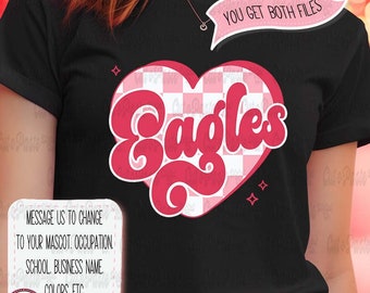 EAGLES Checkerboard Heart - Valentines Day - Digital Design