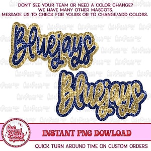 Mascot PNG Design: Bluejays Faux Sequin - Digital Download