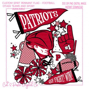 Patriots Pennant Flag: Football Mascot Art (Digital PNG Download)