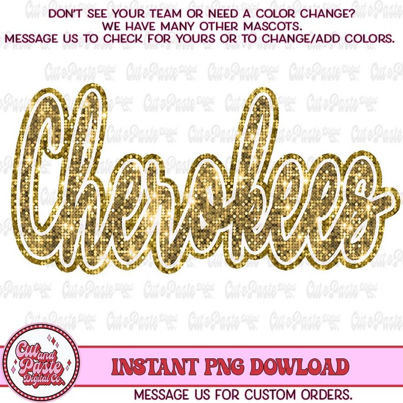 Op de afbeelding: Gouden glittertekst met een witte omtrek die "Cherokee" zegt. De tekst staat op een witte achtergrond.