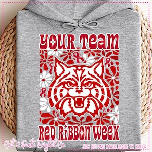 Retro Floral Mascot PNG: Red Ribbon Week, School Team (Digital Download)