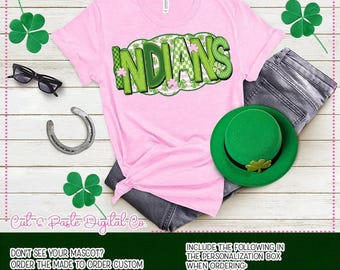 INDIANS School Mascot St. Patrick's Day Checkerboard Bubble: PNG Digital Download