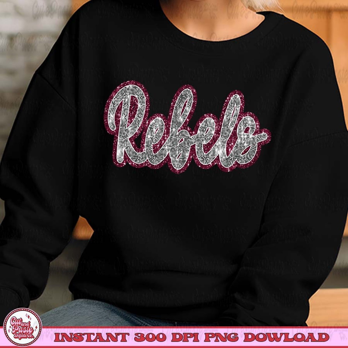 Rebels Script Logo Rebels Mascot PNG - Faux Sequin Script Digital Design - Etsy
