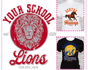 Made to Order CUSTOM, Vintage Mascot, School Spirit Design, Teacher/School/Mascot/Sports Downloadable/Printable PNG/DTF/Sublimation