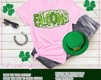 FALCONS School Mascot St. Patrick's Day Checkerboard Bubble: PNG Digital Download
