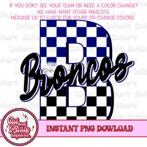 Mascotte retrò dei Broncos: design a scacchiera blu (download digitale PNG)