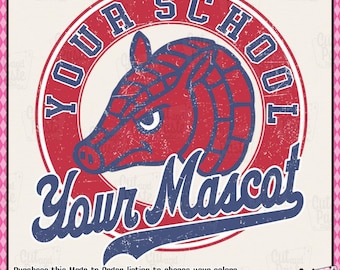 CUSTOM Vintage School Mascot PNG Design: Your Mascot/School/Colors
