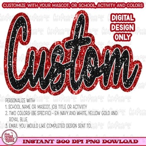 Faux Sequin Mascot Script Design - Custom Team PNG File