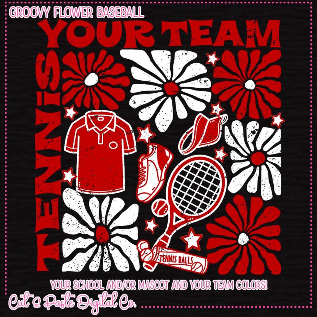 Custom Groovy Retro Flower Tennis Team Design (PNG Digital Download) - Etsy