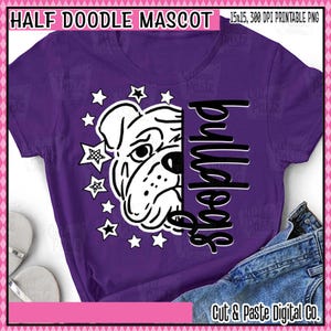 BULLDOGS, Doodle Mascot, School Spirit Design, Teacher/School/Mascot/Sports Downloadable/Printable PNG/DTF/Sublimation