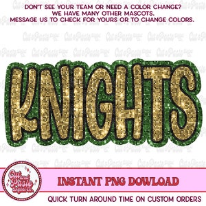 Knights Mascot Faux Sequin Design: School Sports PNG (Digital Download)