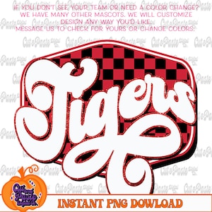 TIGERS Retro Checkerboard Sign, Teacher/School/Spirit Digital Design, PNG File, Sublimation/DTF Design, Mascot/Sports Team