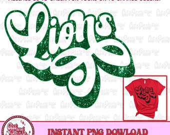 Retro Lions Mascot Design: Sequin School Spirit PNG Download