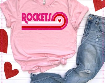 ROCKETS School Mascot Valentine Design: Retro Rainbow (Digital PNG File)