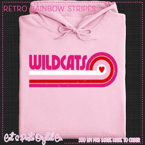 WILDCATS Retro Rainbow Stripes, PNG, DTF, Sublimation, Teacher Shirt ...