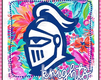 Knights Mascot PNG: Neon Flowers - School Spirit Digital Art
