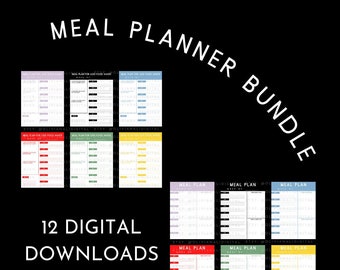 Meal Planner Bundle: 12 Meal Planners to Limit Food Waste, Plan Meals, Eat Clean