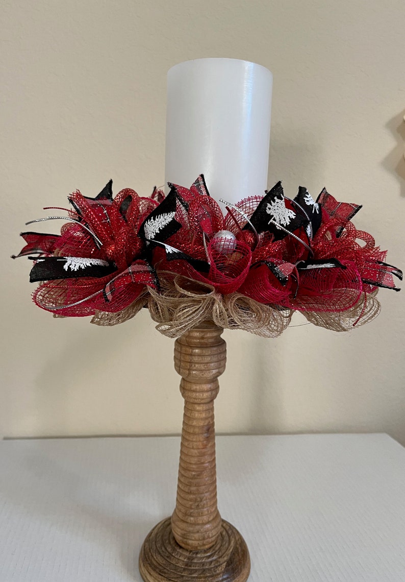 Winter Candle Ring, Pillar Candle Holder, Centerpiece, Candle Ring