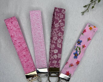 Handmade Pink 6" Wristlet Keychains