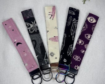 Crystal/Witchy Themed Handmade Keychain Wristlet