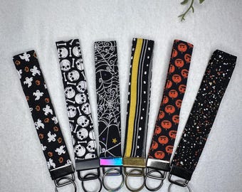 Halloween Themed Handmade Fabric Wristlet Keychains