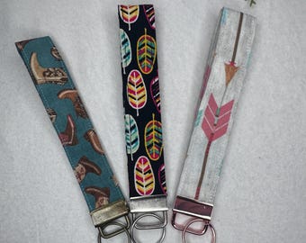 Handmade Western Fabric Wristlet Keychains